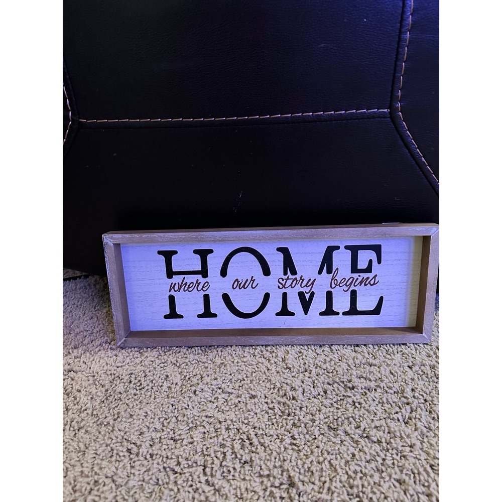 Home Decor Farmhouse style wooden "Home Where our story Begins" sign for the bar